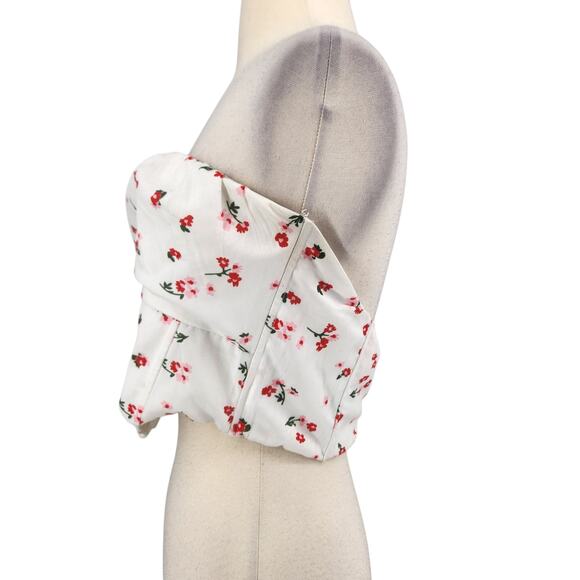 Princess Polly White Floral Ruched Crop Corset Top – Size US 8 - Picture 4 of 9